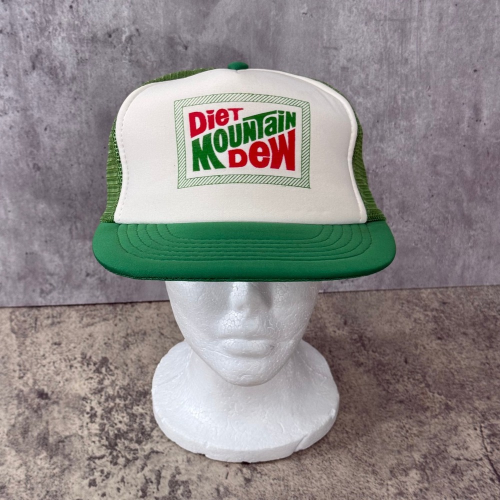 Vintage Diet Mountain Dew Trucker Hat Green White Mesh Snapback Designer Award